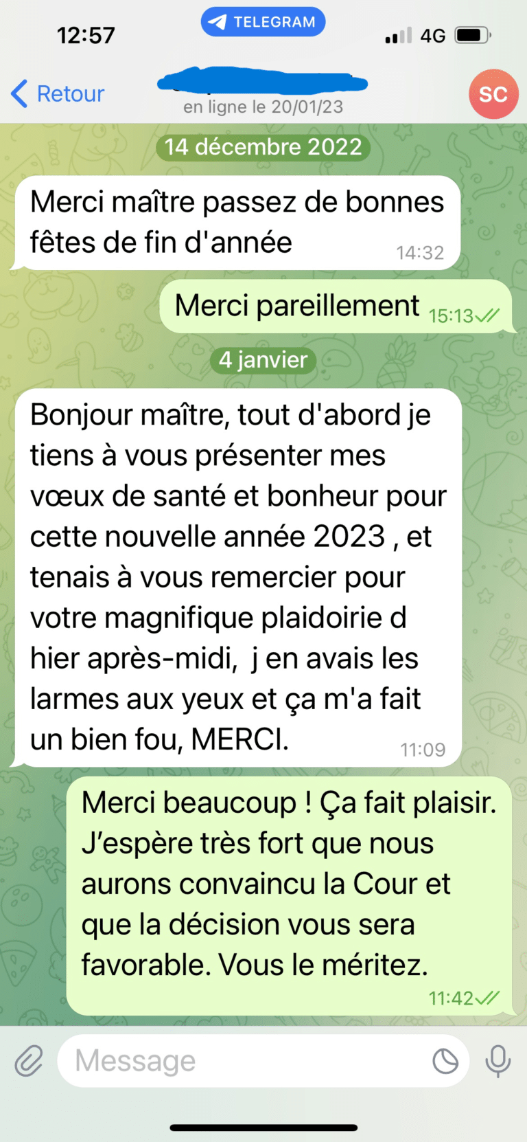 Avis client janvier 2023