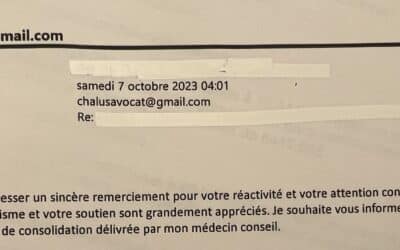 Votre réactivité, votre attention, votre professionnalisme et votre soutien… – Victime accident du travail