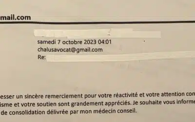 Votre réactivité, votre attention, votre professionnalisme et votre soutien… – Victime accident du travail