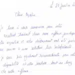 Lettre de remerciement d'une victime d'un accident de la circulation après avoir reçu son indemnisation