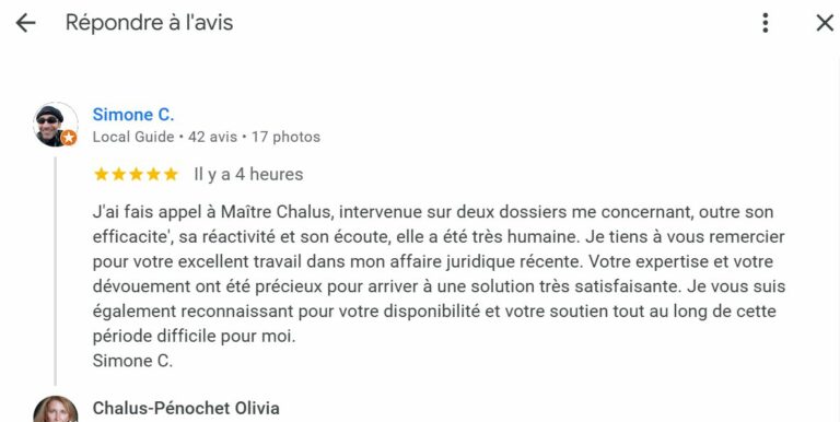 Avis google 5 étoiles à la suite d'un accident de moto