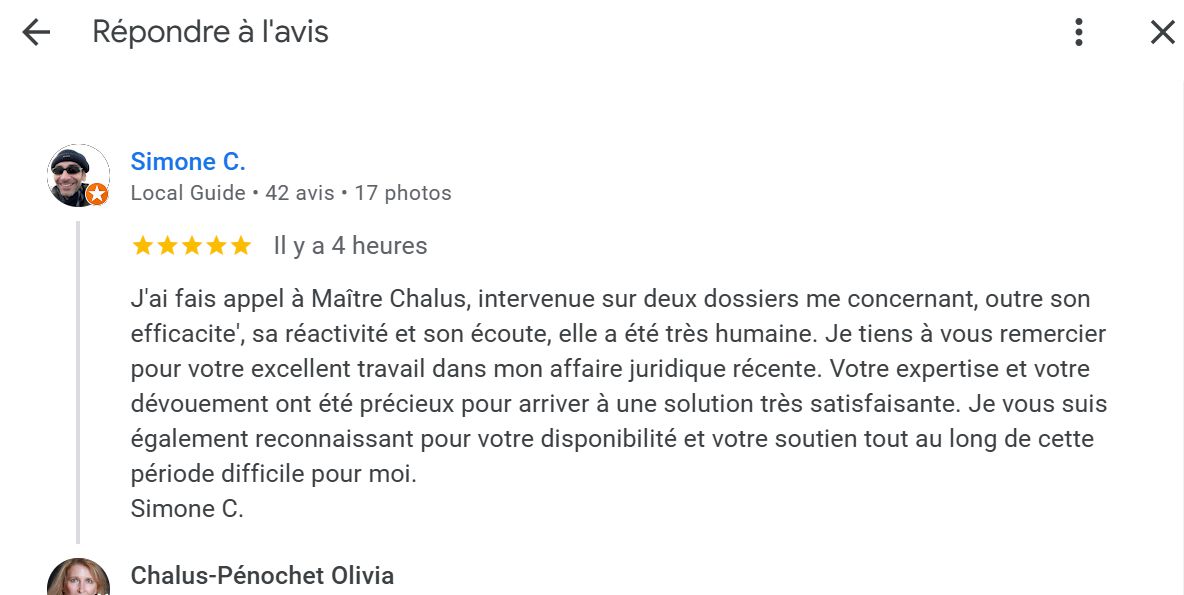 Avis google 5 étoiles à la suite d'un accident de moto